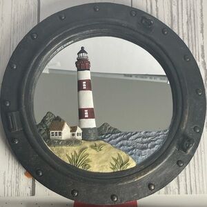 14" Lighthouse Mirror Nautical Ocean Island Decor Round Wall Art - Fast Ship